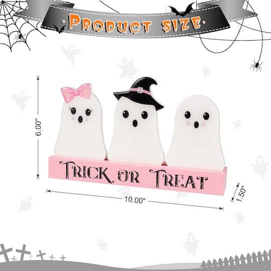 Glitzhome® 10" Halloween Wooden Epoxy Ghosts Table Decor